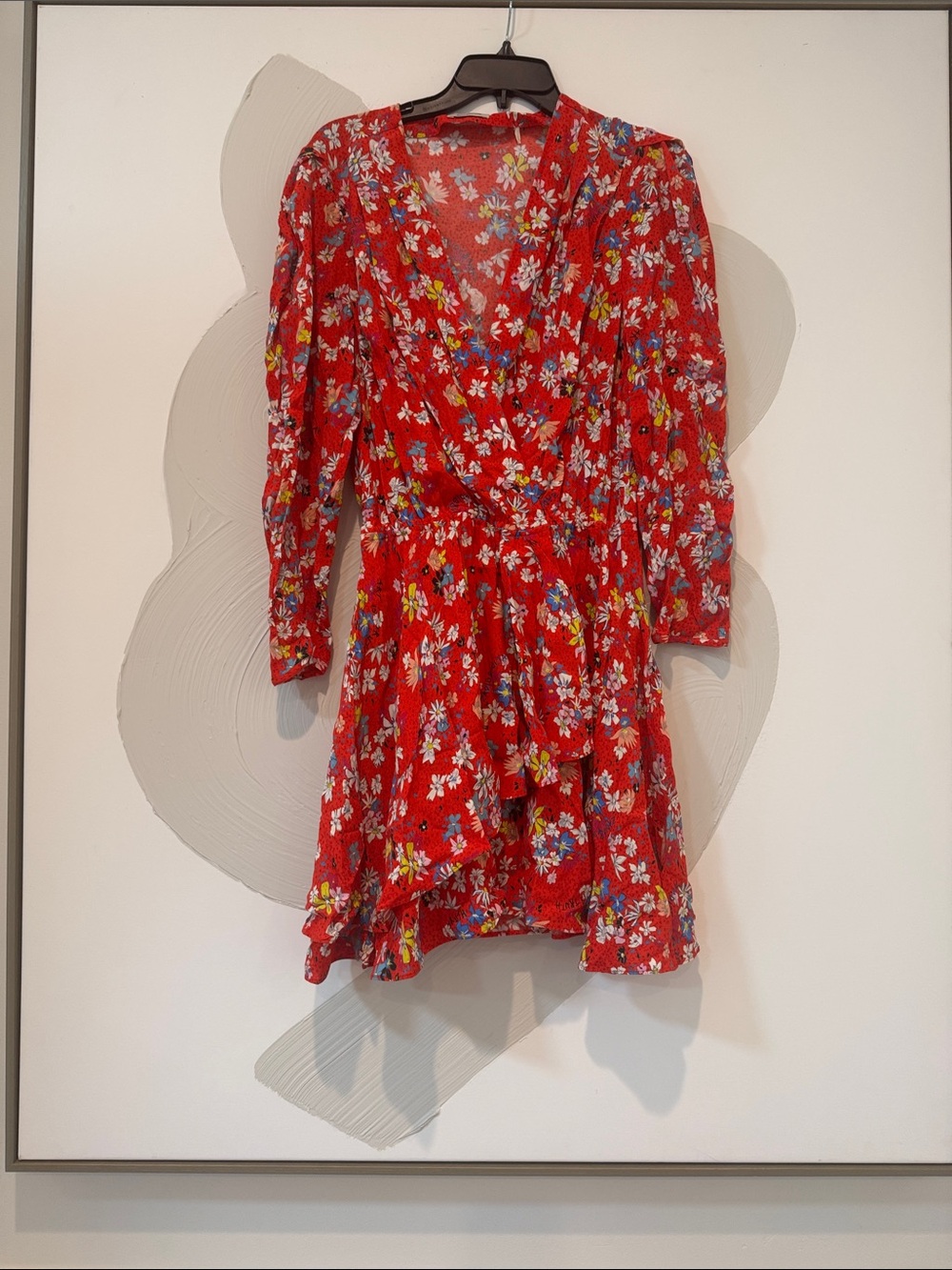 Zadig & Voltaire Red Floral Wrap Dress Size Medium